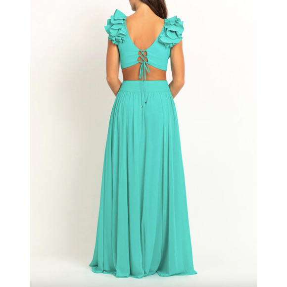 PatBo Cyan Flutter Sleeve Maxi Dress - Picture 8 of 16